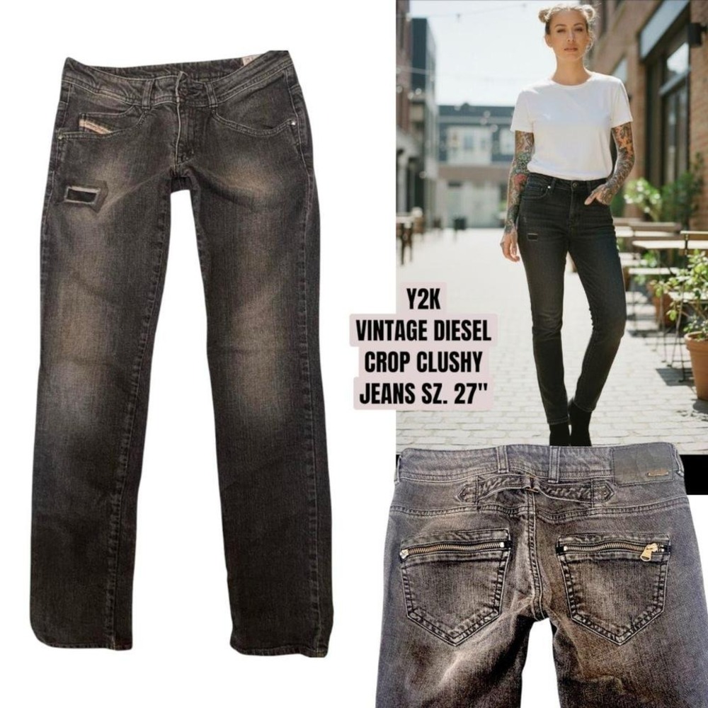 Vintage diesel clushy black zipper jeans size 27‎